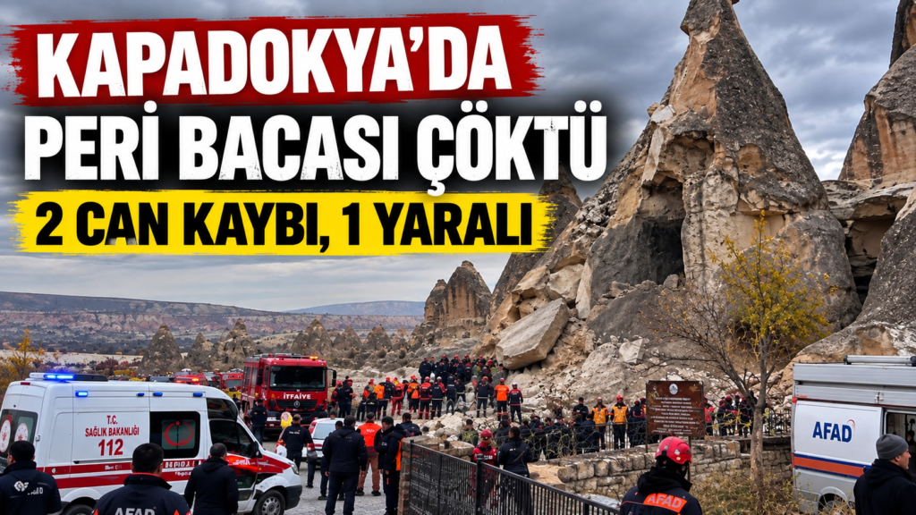 Kapadokya'da peri bacası çöktü